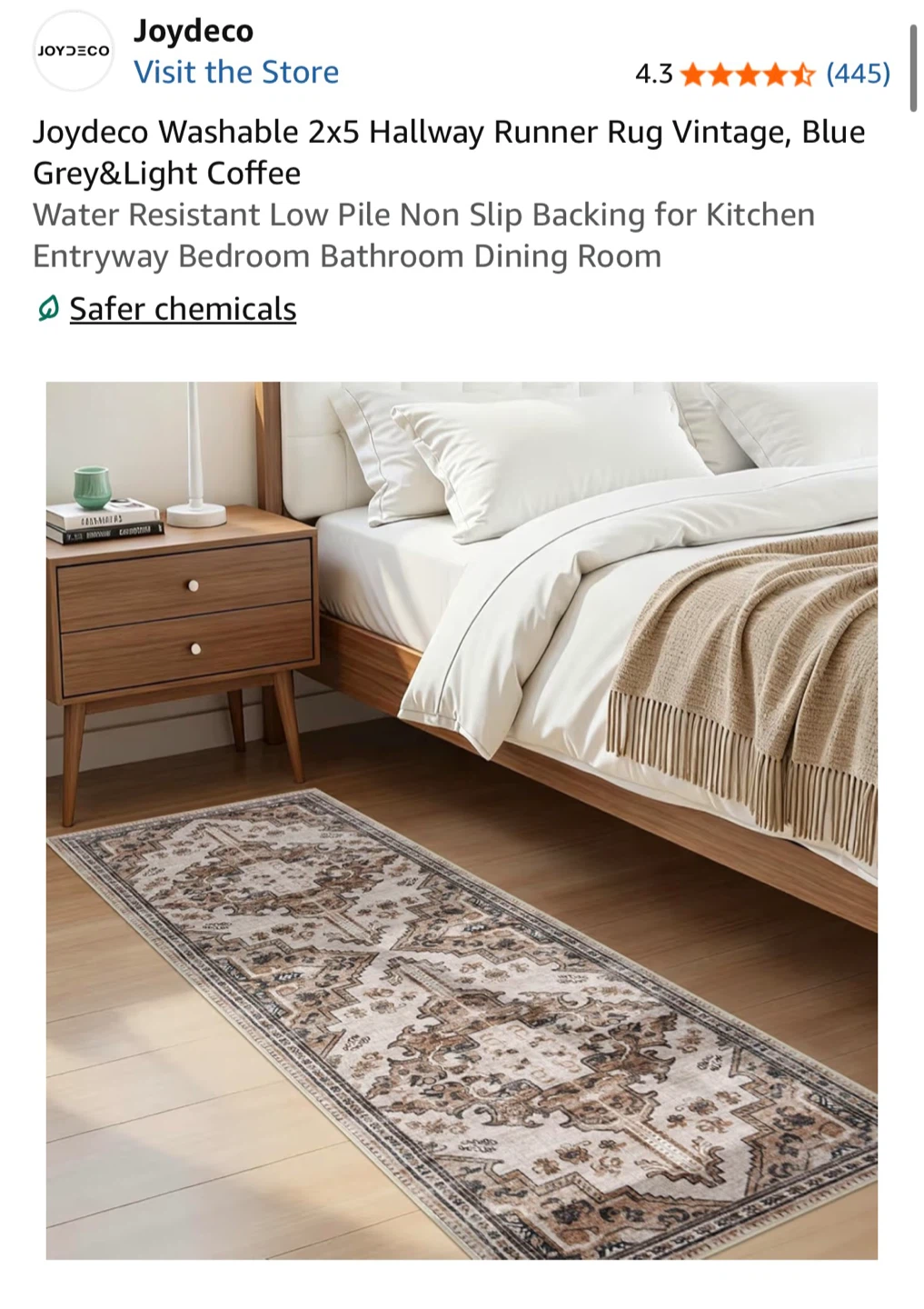 Washable Runner Rug Vintage Blue Grey & Light Coffee - photo 4