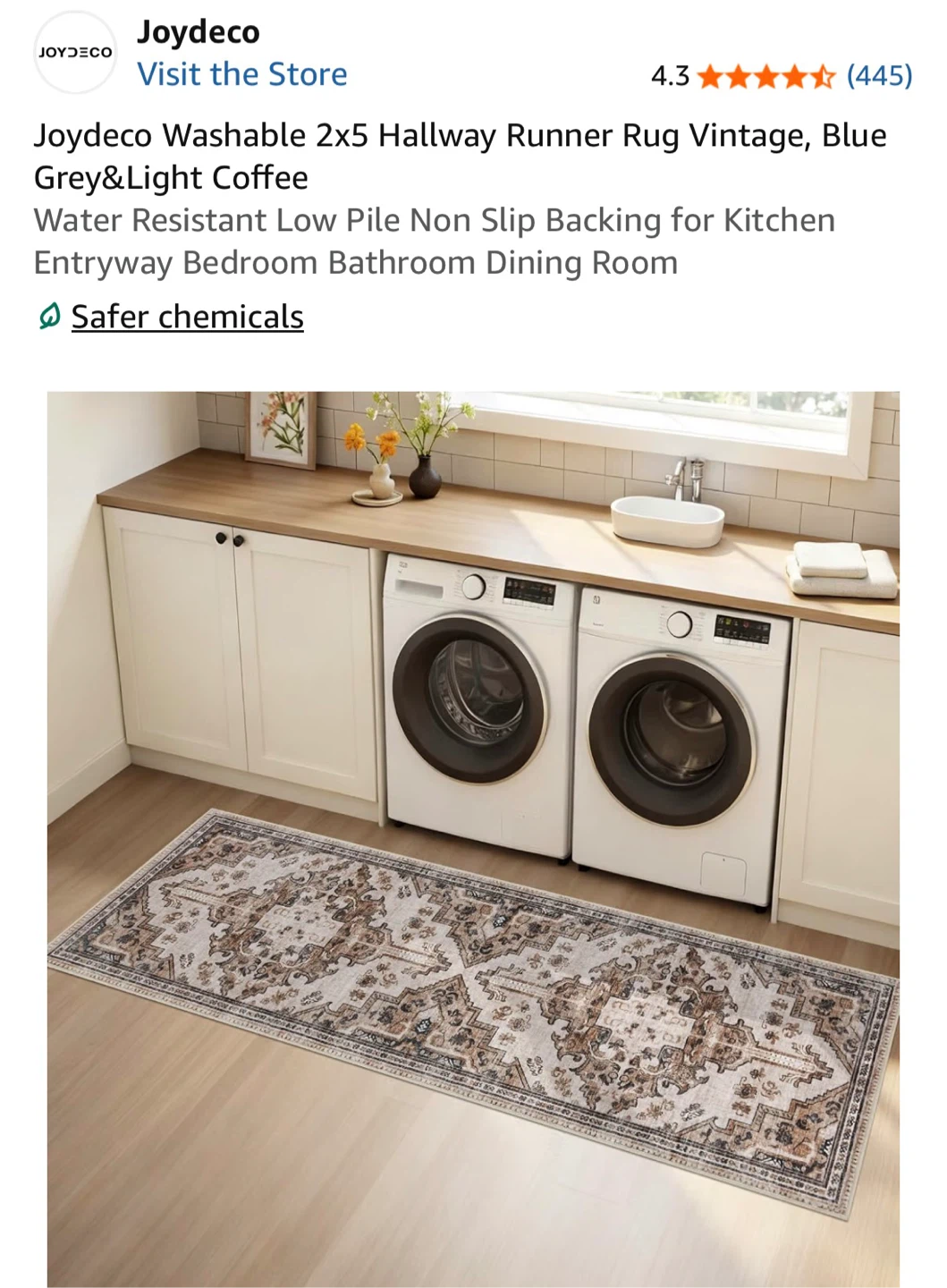 Washable Runner Rug Vintage Blue Grey & Light Coffee - photo 5