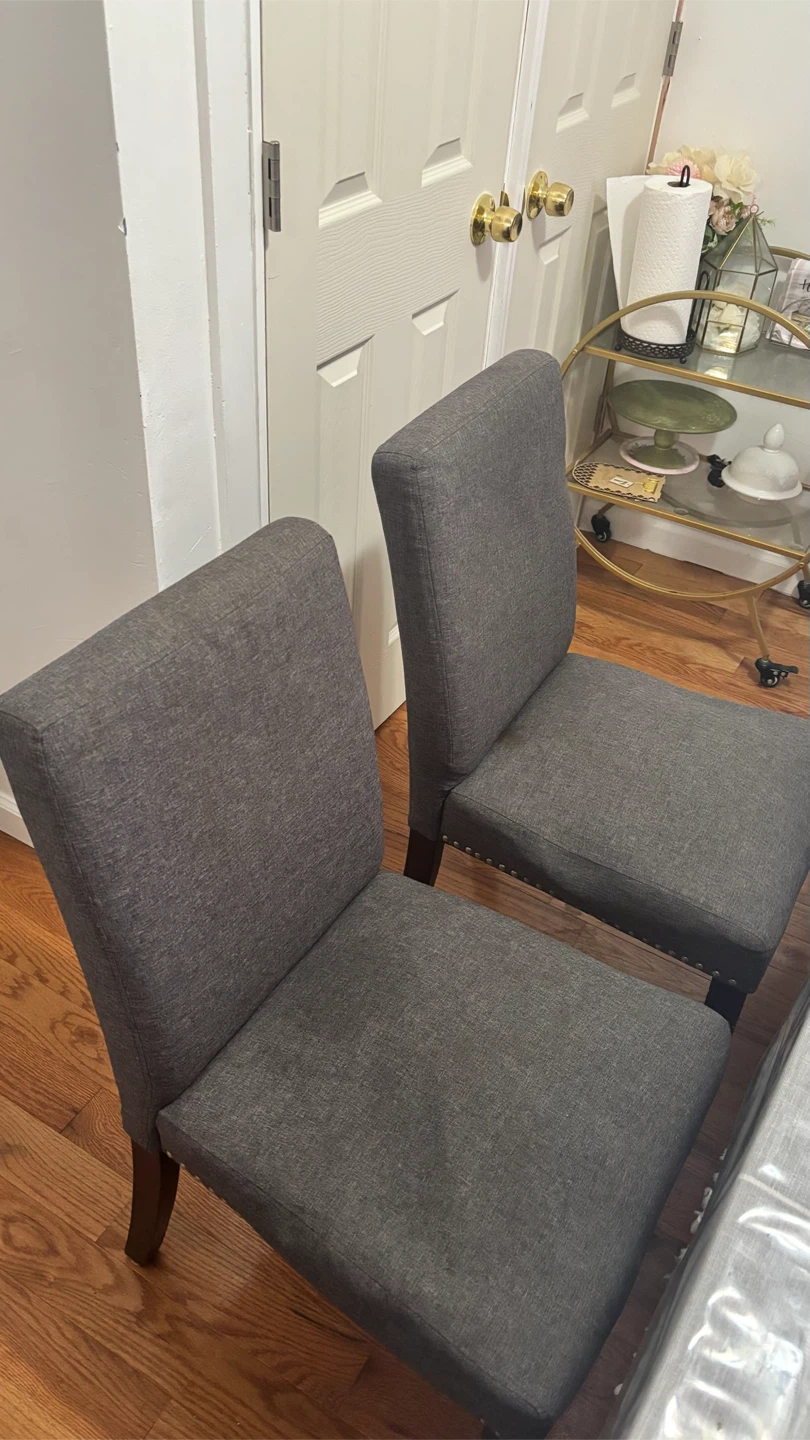 Set of 2 Grey Upholstered Dining Chairs