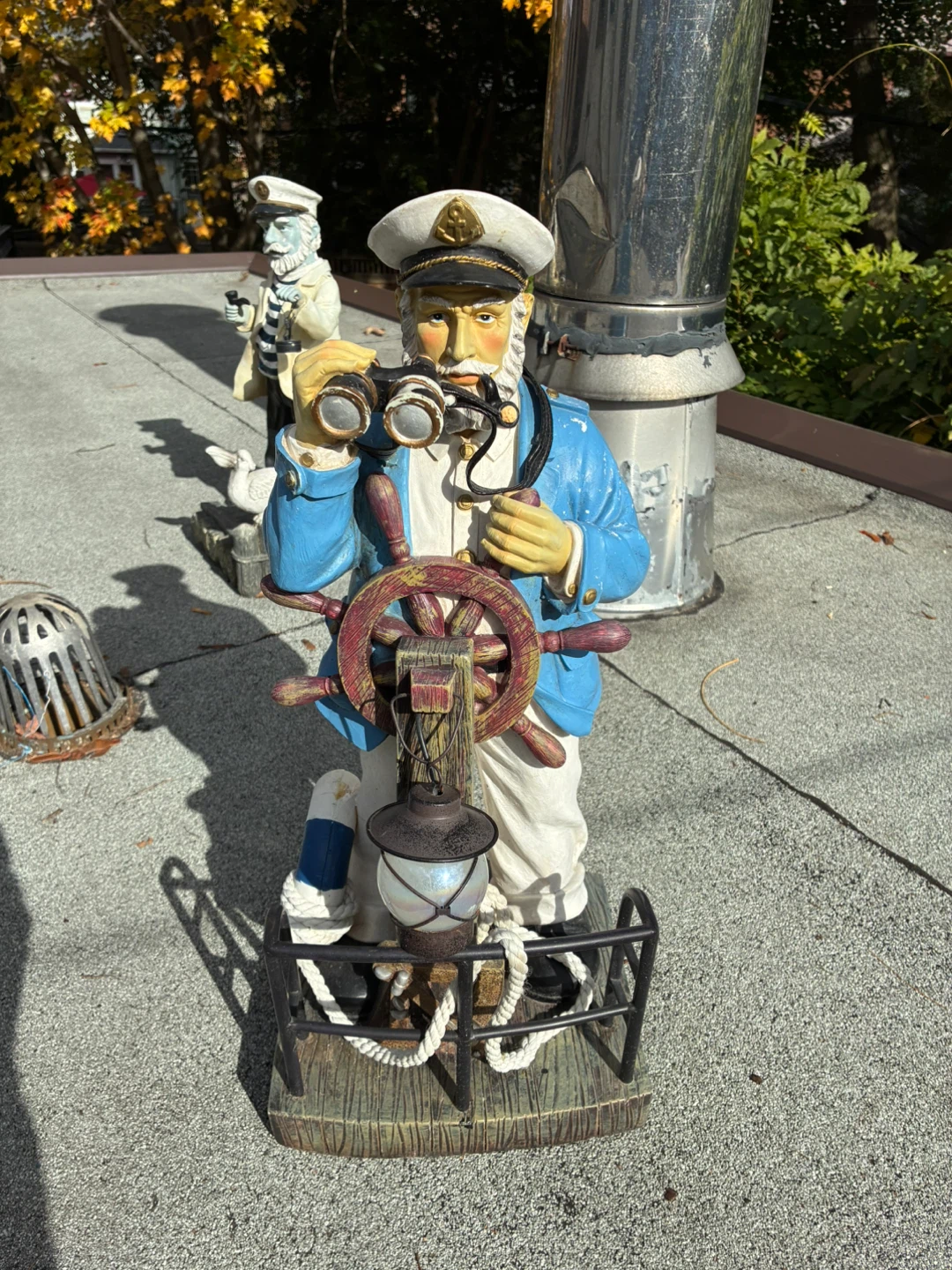Pair Nautical Sea Captain Garden Statue 21.5" LED Solar Light
