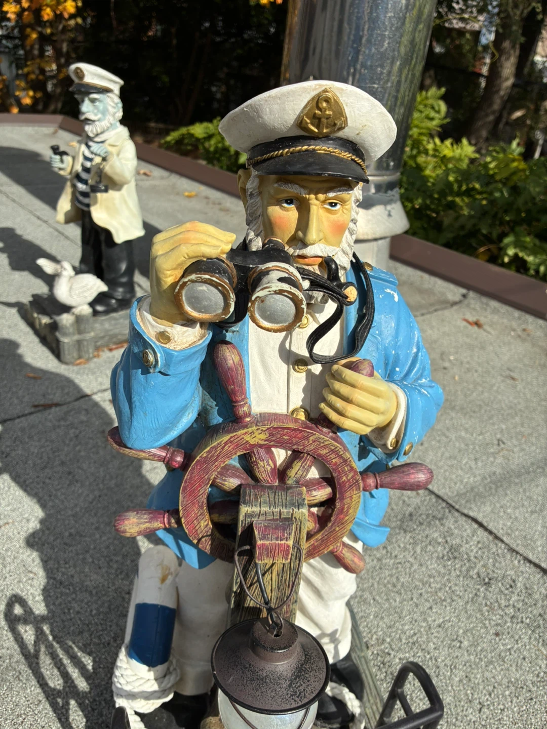 Pair Nautical Sea Captain Garden Statue 21.5" LED Solar Light - photo 3