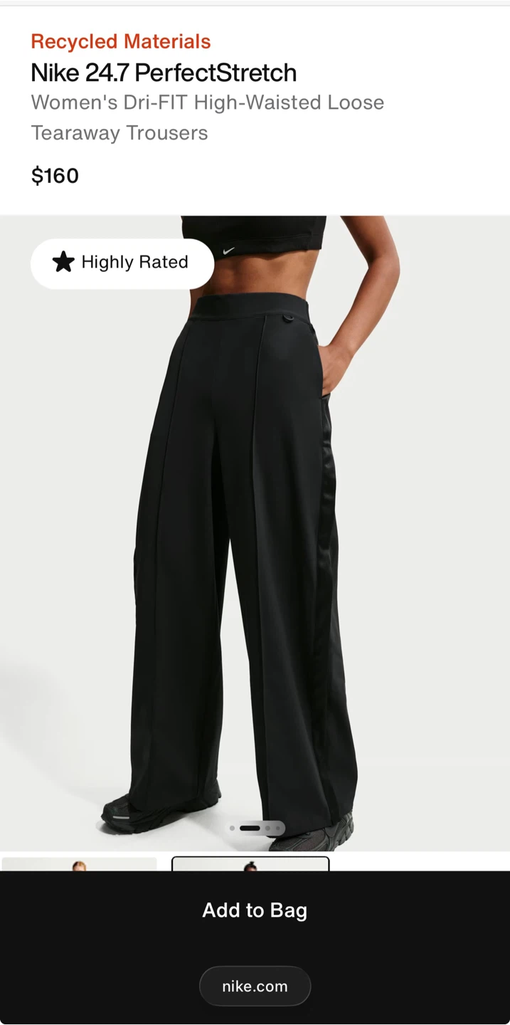 New Nike 24.7 Dri-FIT High-Waisted Tearaway Trousers - photo 2