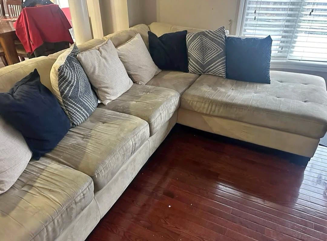 Beige Sectional Sofa with Chaise - photo 2