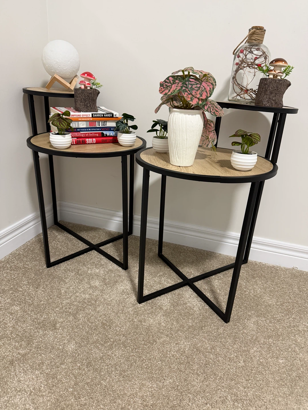 Two-tier round accent side tables