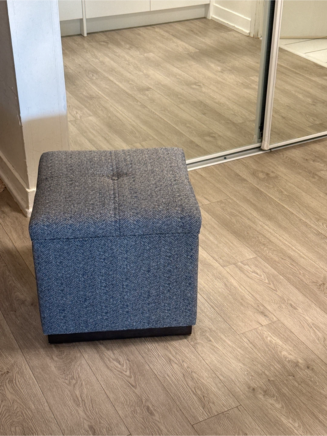 Gray Fabric Storage Ottoman