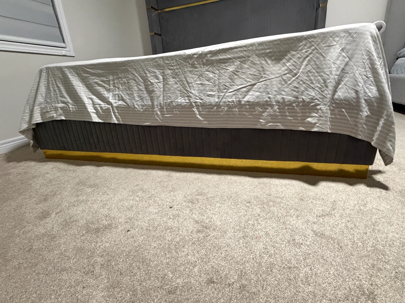 Grey King-Size Bed Set with Mattress & Side Tables for Sale - photo 3