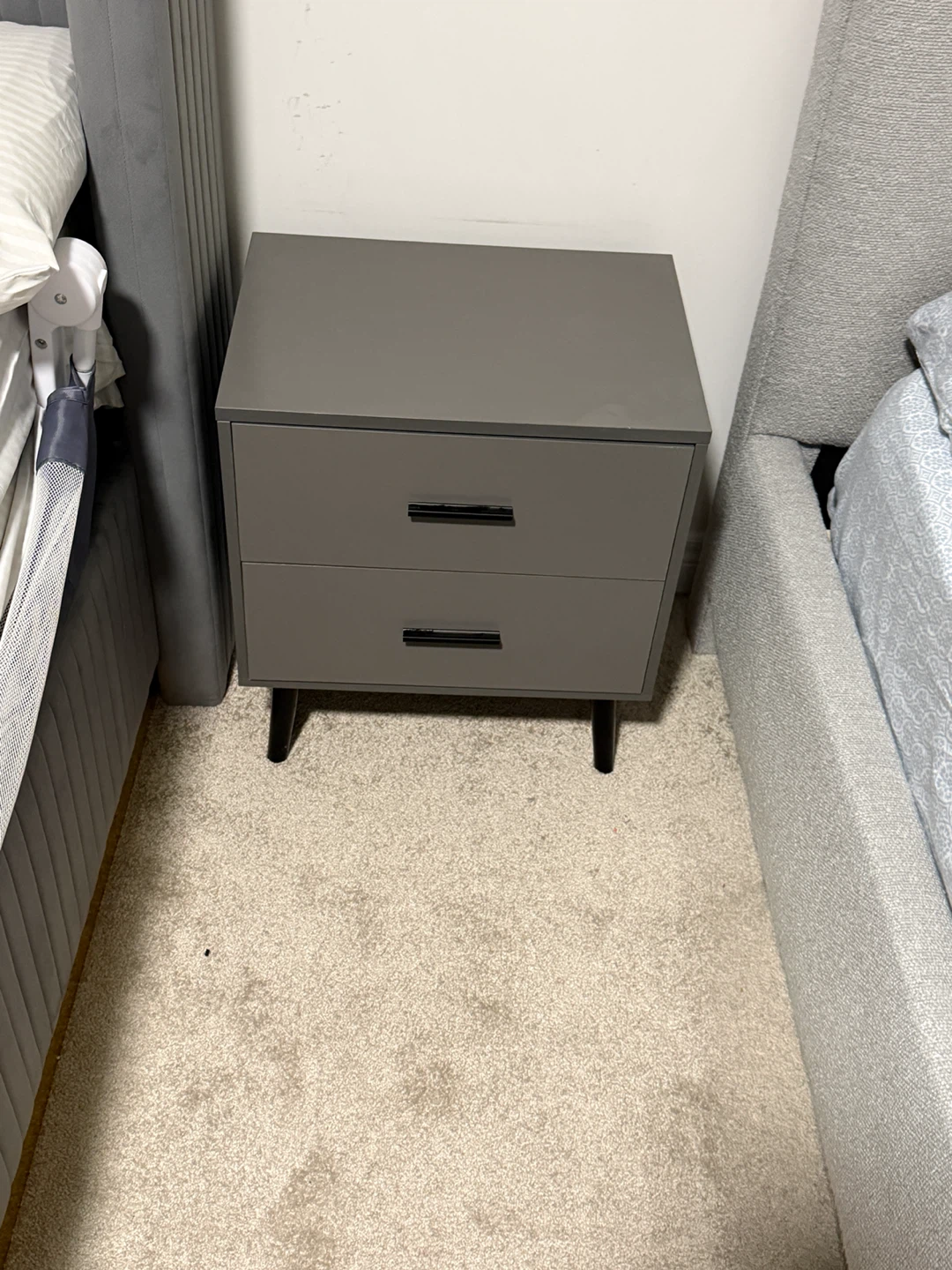 Grey King-Size Bed Set with Mattress & Side Tables for Sale - photo 4