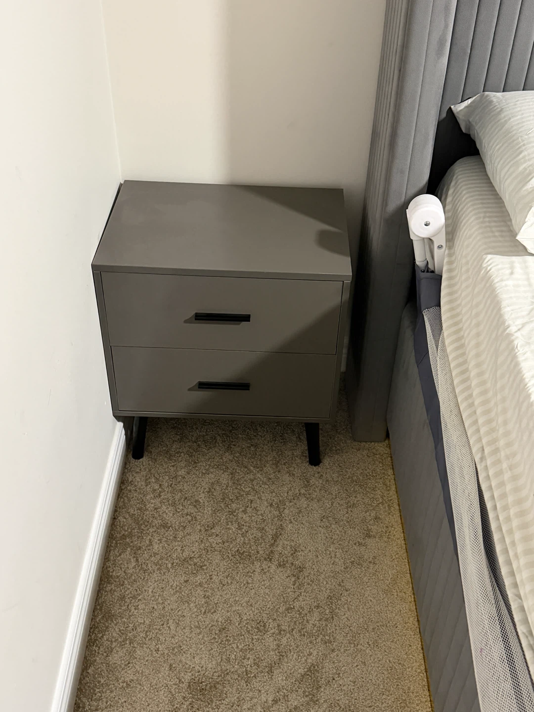 Grey King-Size Bed Set with Mattress & Side Tables for Sale - photo 5