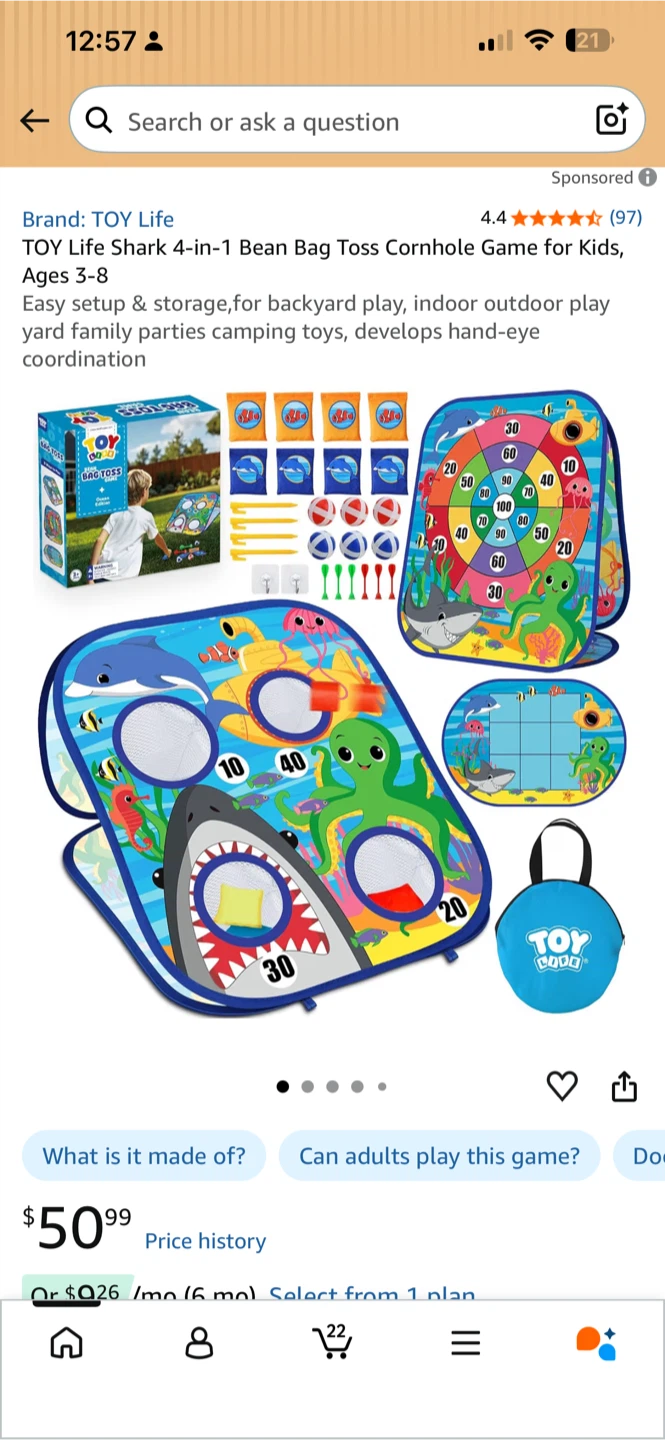 TOY Life 4-in-1 Portable Bean Bag Toss Game Set