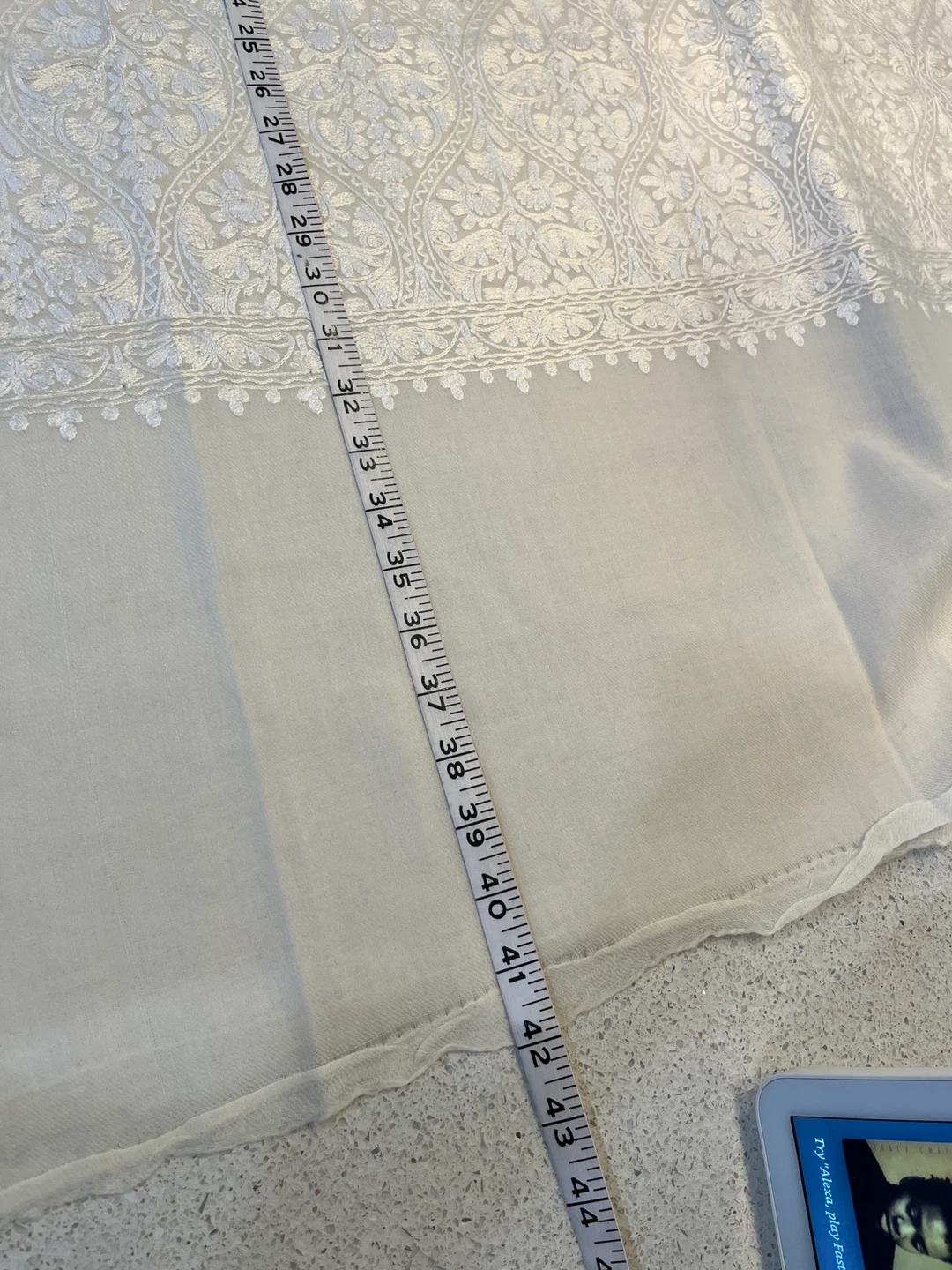 White Embroidered Shawl - photo 2