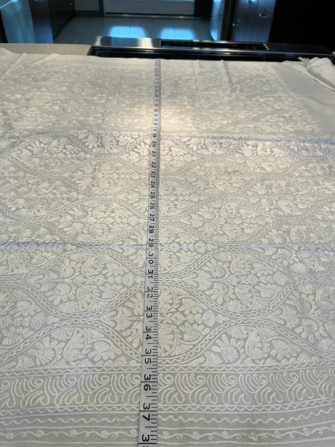 White Embroidered Shawl - photo 5