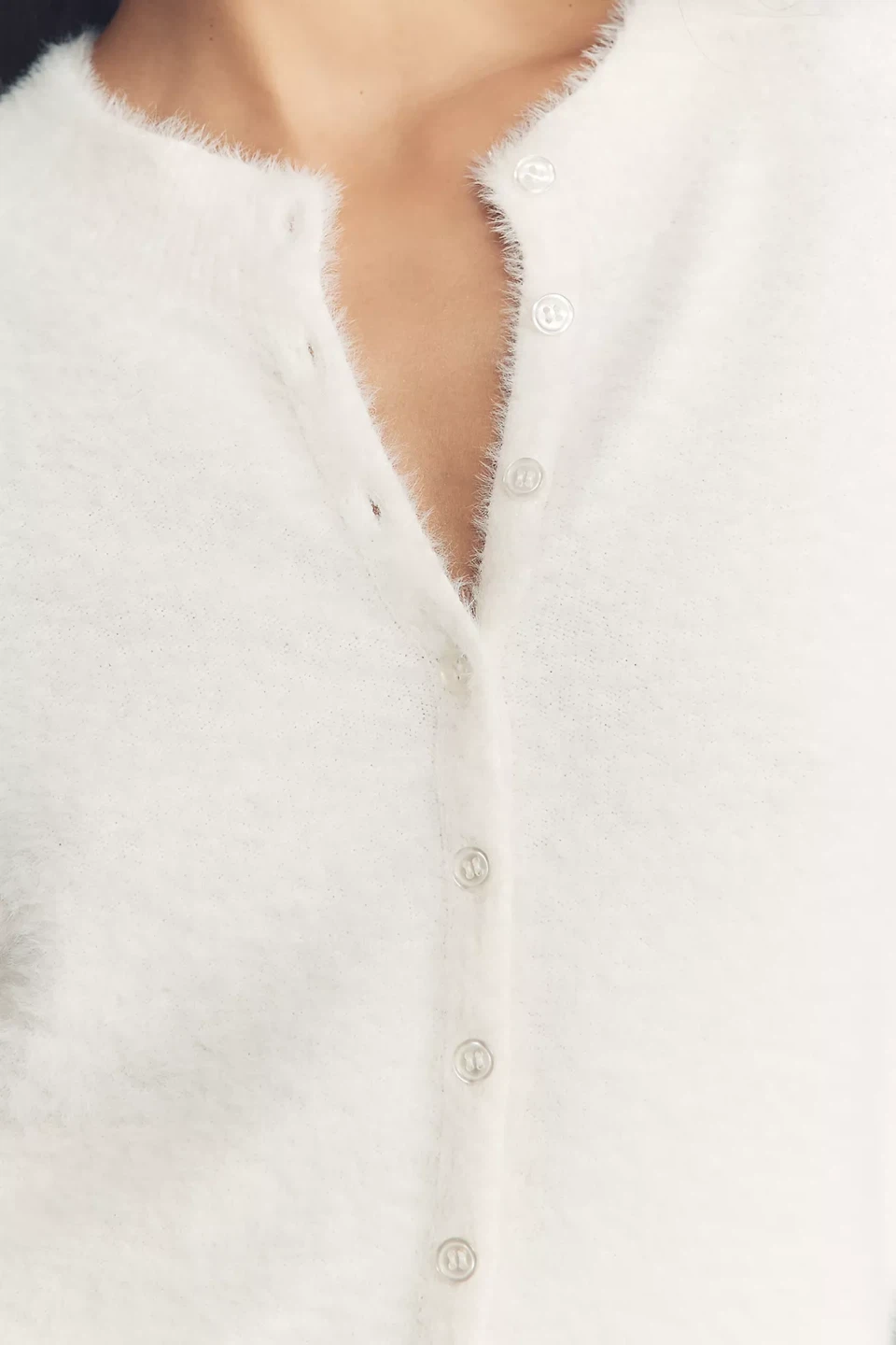 Anthropologie Fuzzy Short Sleeve Cardigan White - photo 3
