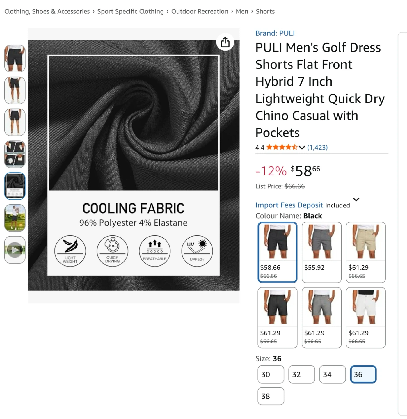 New Men's Golf Shorts - Black - Size 36 - photo 4