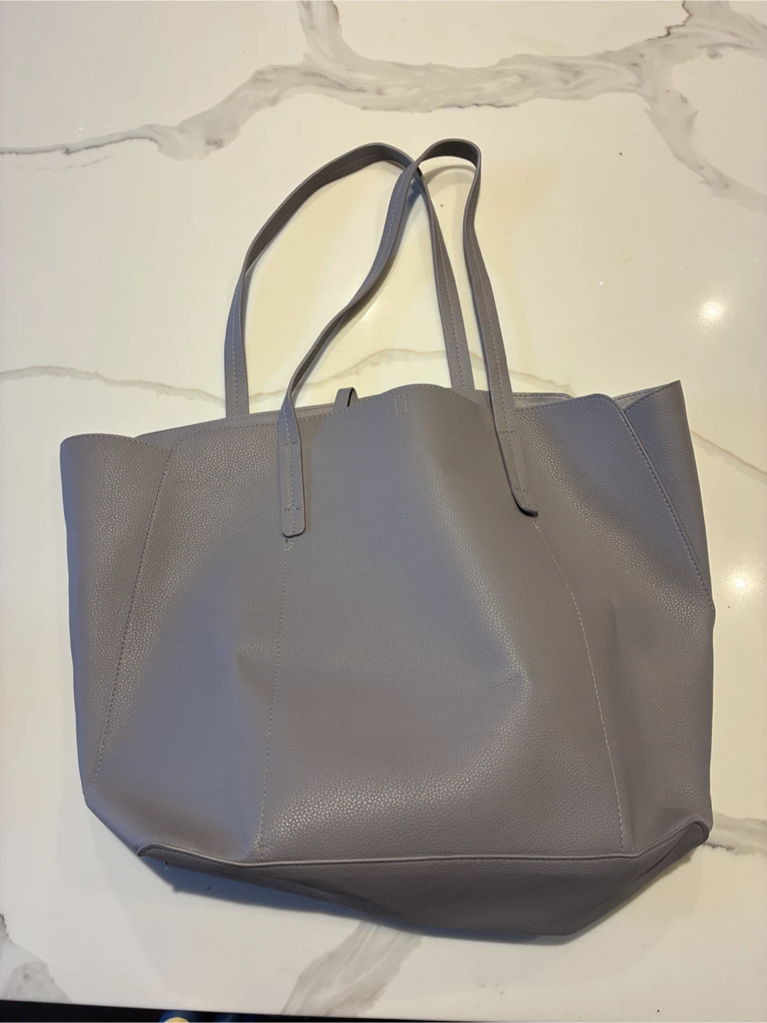 Grey Faux Leather Tote Bag - photo 2