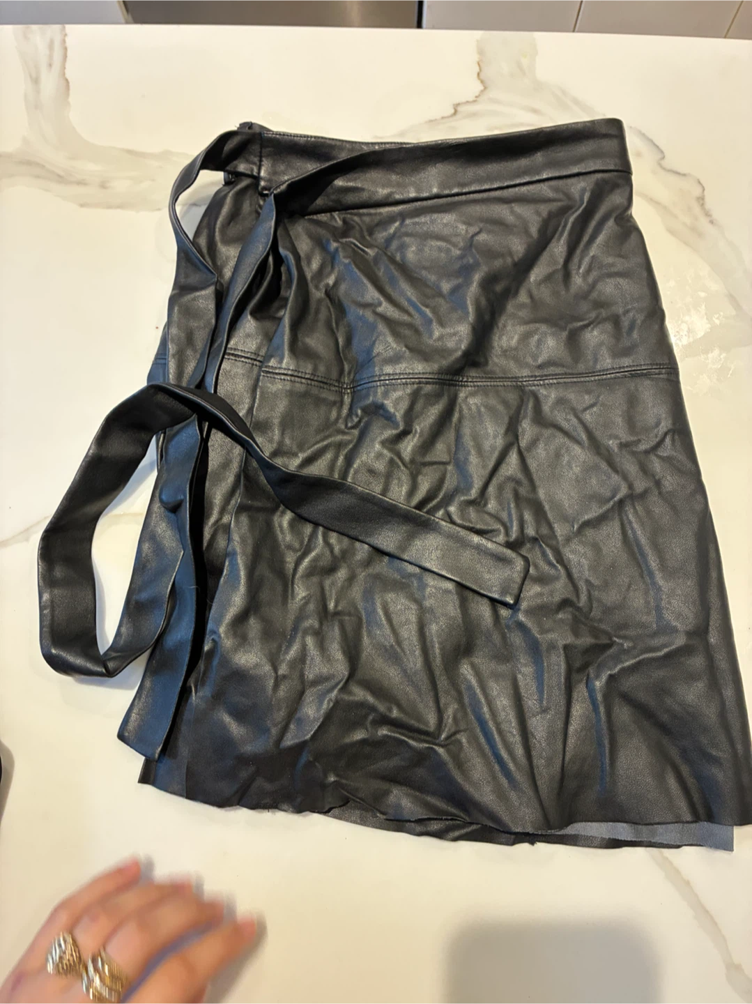Wilfred Free Faux Leather Wrap Skirt