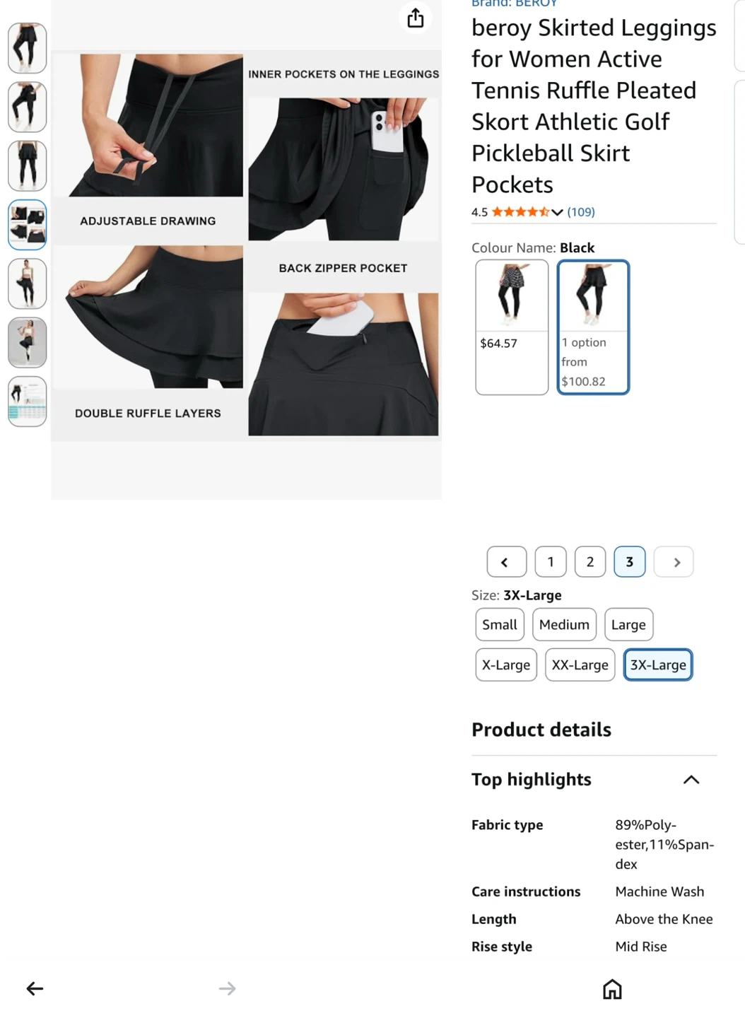 New sporty Black Skirted Leggings - 3X-Large - photo 5