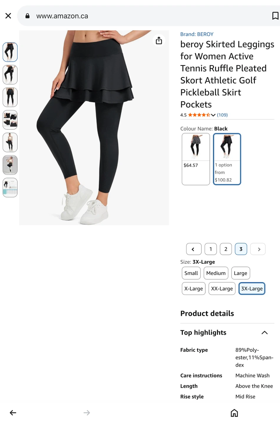 New sporty Black Skirted Leggings - 3X-Large - photo 2