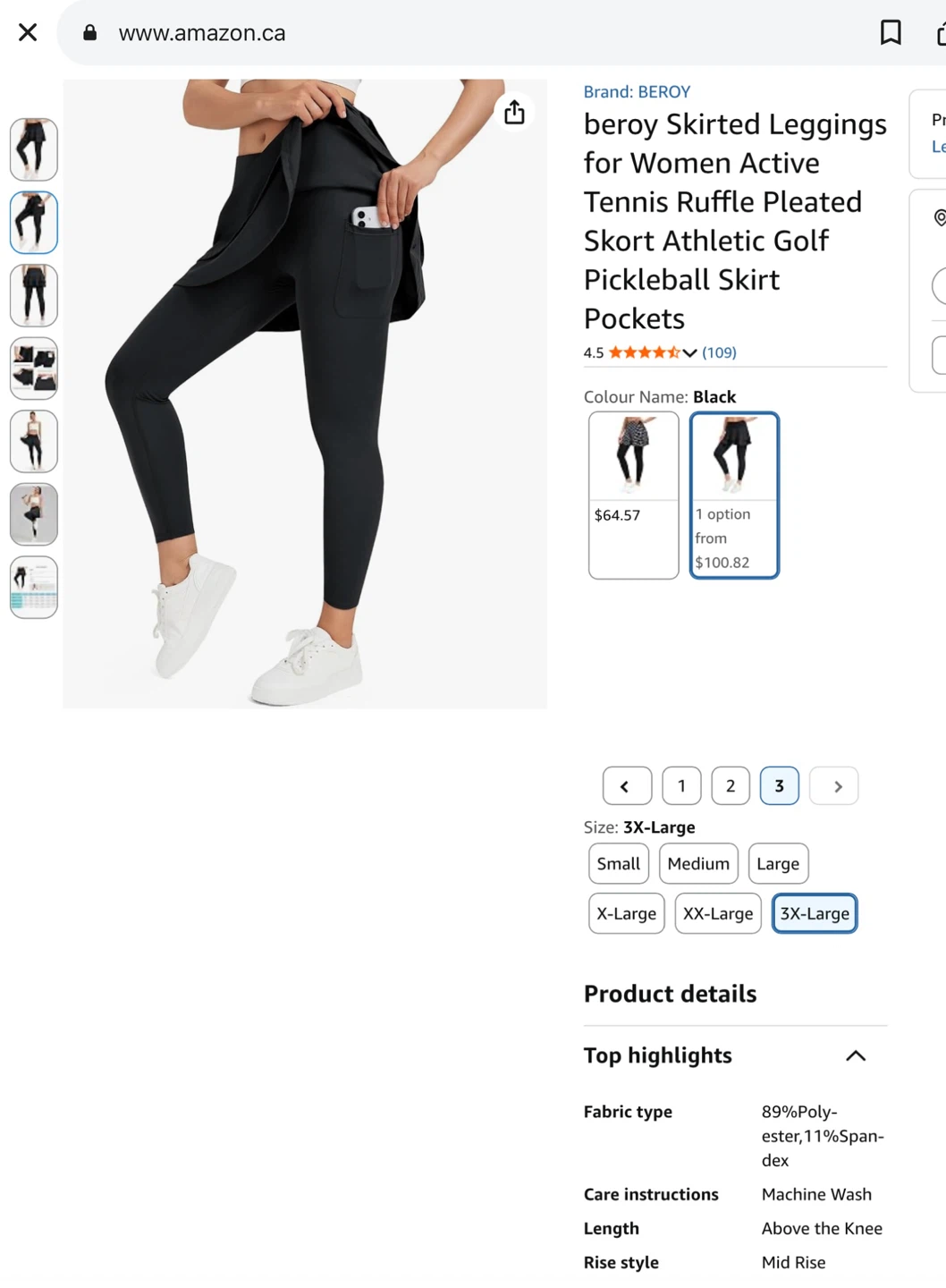 New sporty Black Skirted Leggings - 3X-Large - photo 3