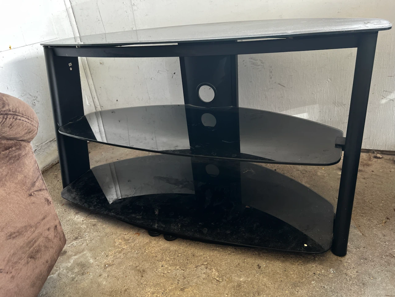 Black Tempered Glass TV Stand - photo 2