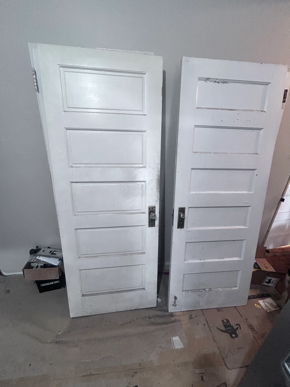 Six Vintage Five-Panel Interior Doors