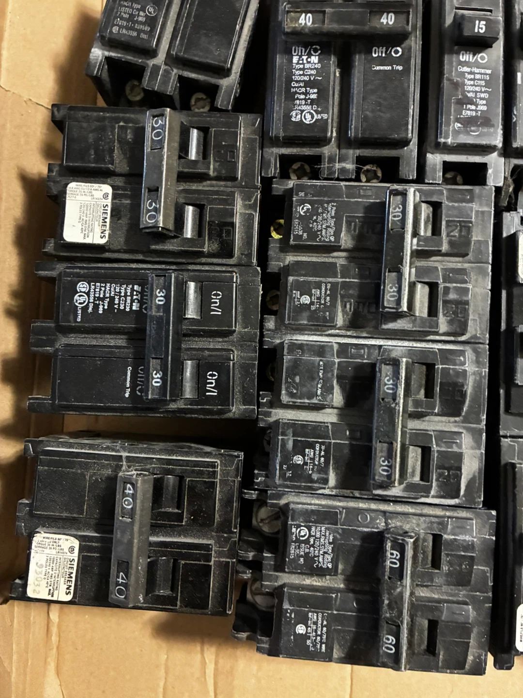 Assorted Electrical Circuit Breakers