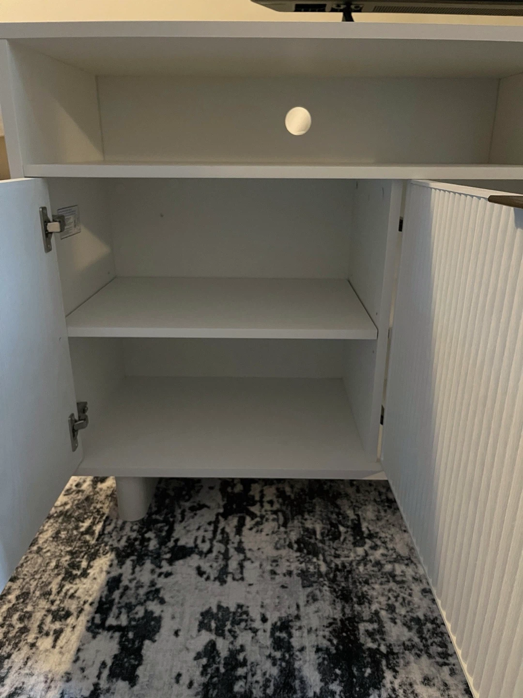 LIKE NEW White Fluted TV Stand – Fits TVs Up to 70” - photo 2