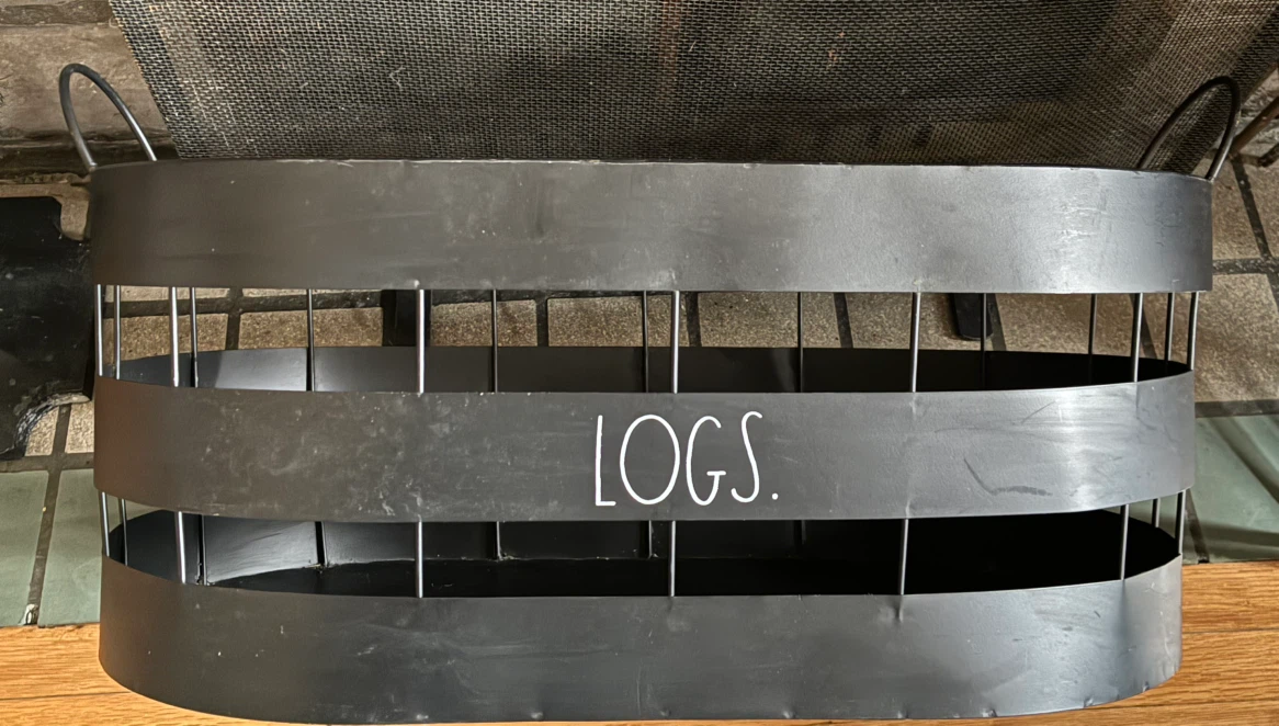 $35 Black Metal "LOGS" Firewood Basket Holder - photo 2