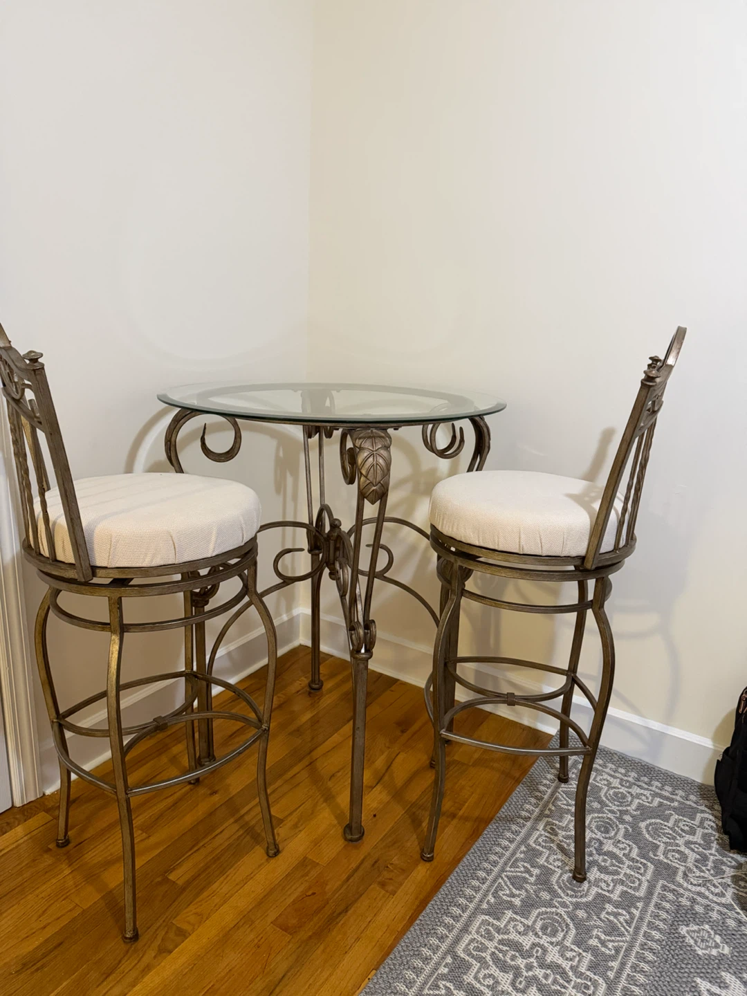 Metal Bistro Table and Two Chairs Set