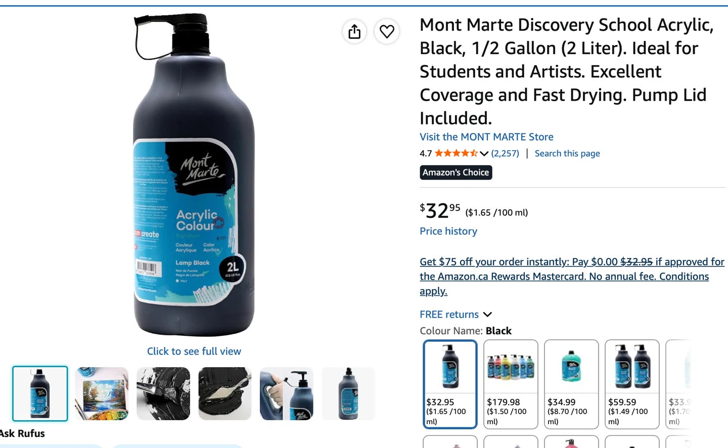 Mont Marte - Acrylic Colour 2L (Lamp Black) - photo 3