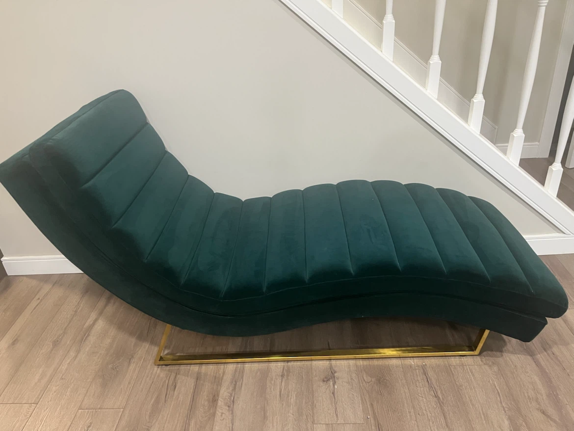 Emerald Green Velvet Chaise Lounge - photo 2
