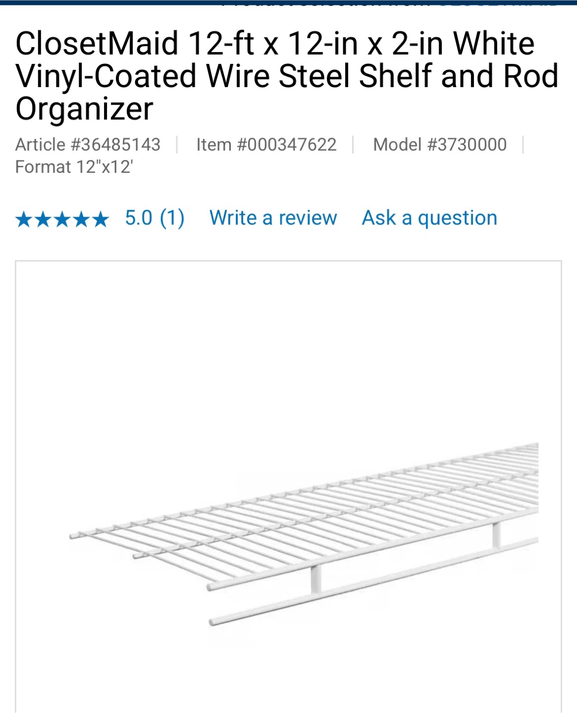 ClosetMaid White Wire Shelf and Rod Organizer