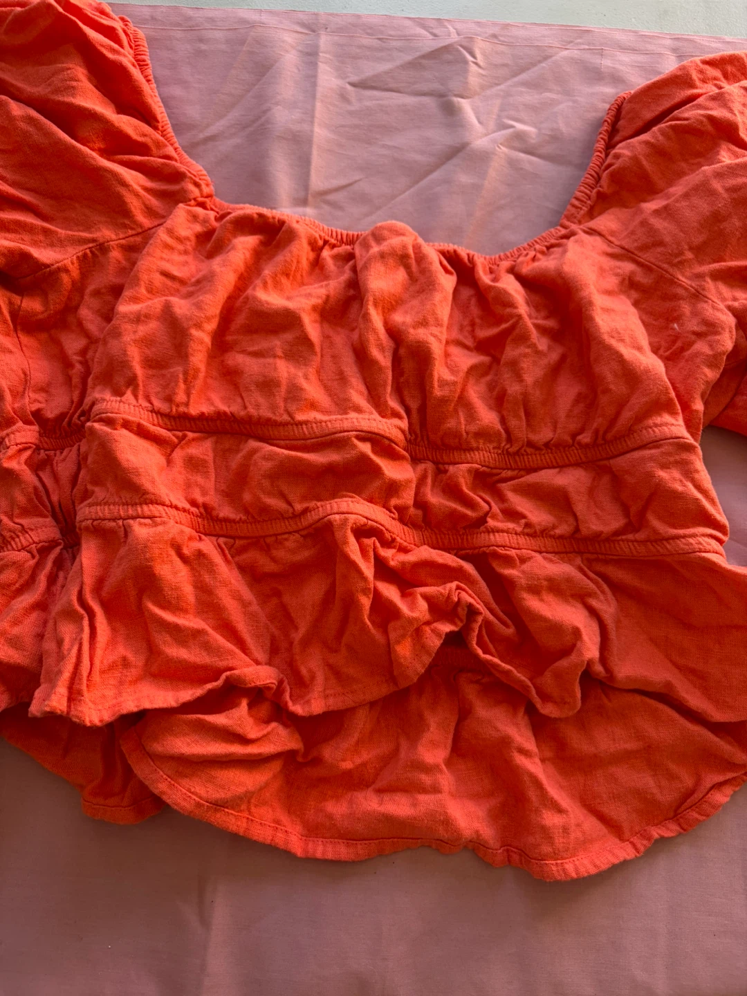 A New Day Orange Puff Sleeve Top