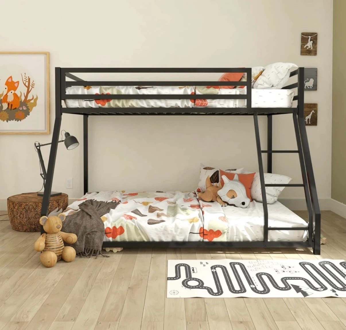 Black Metal Twin-over-Full Bunk Bed
