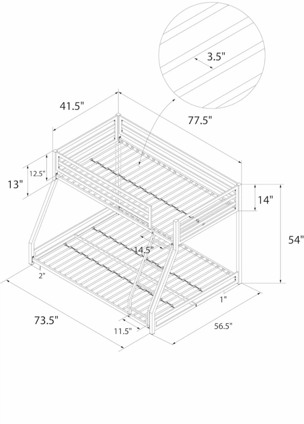 Black Metal Twin-over-Full Bunk Bed - photo 4