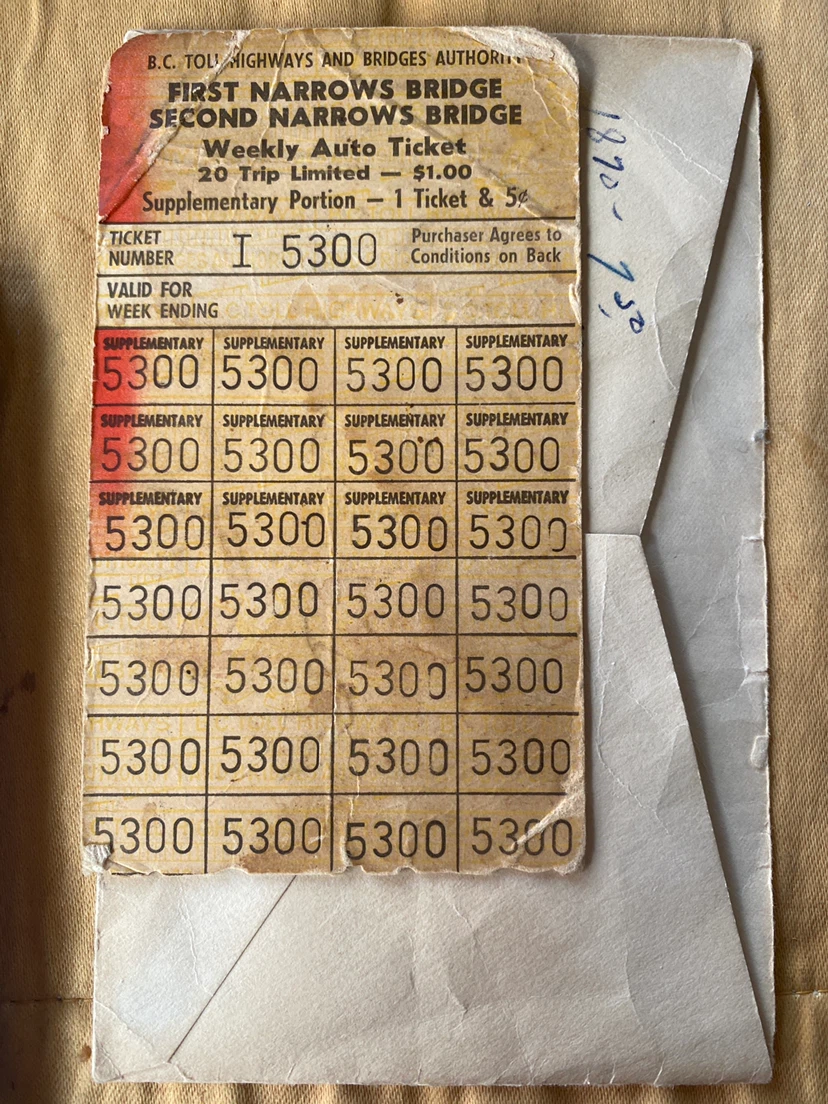 Vintage BC Toll Highways Weekly Auto Ticket