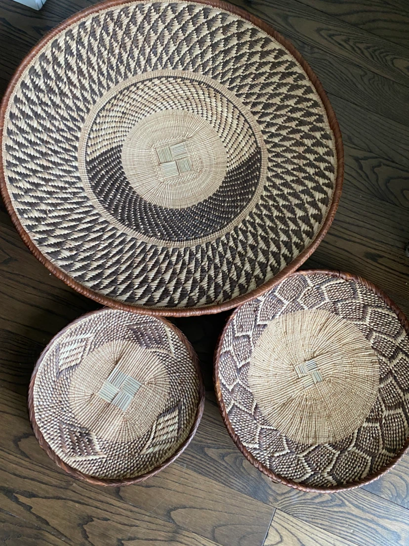 Set of 3 Decorative Woven Wall Baskets