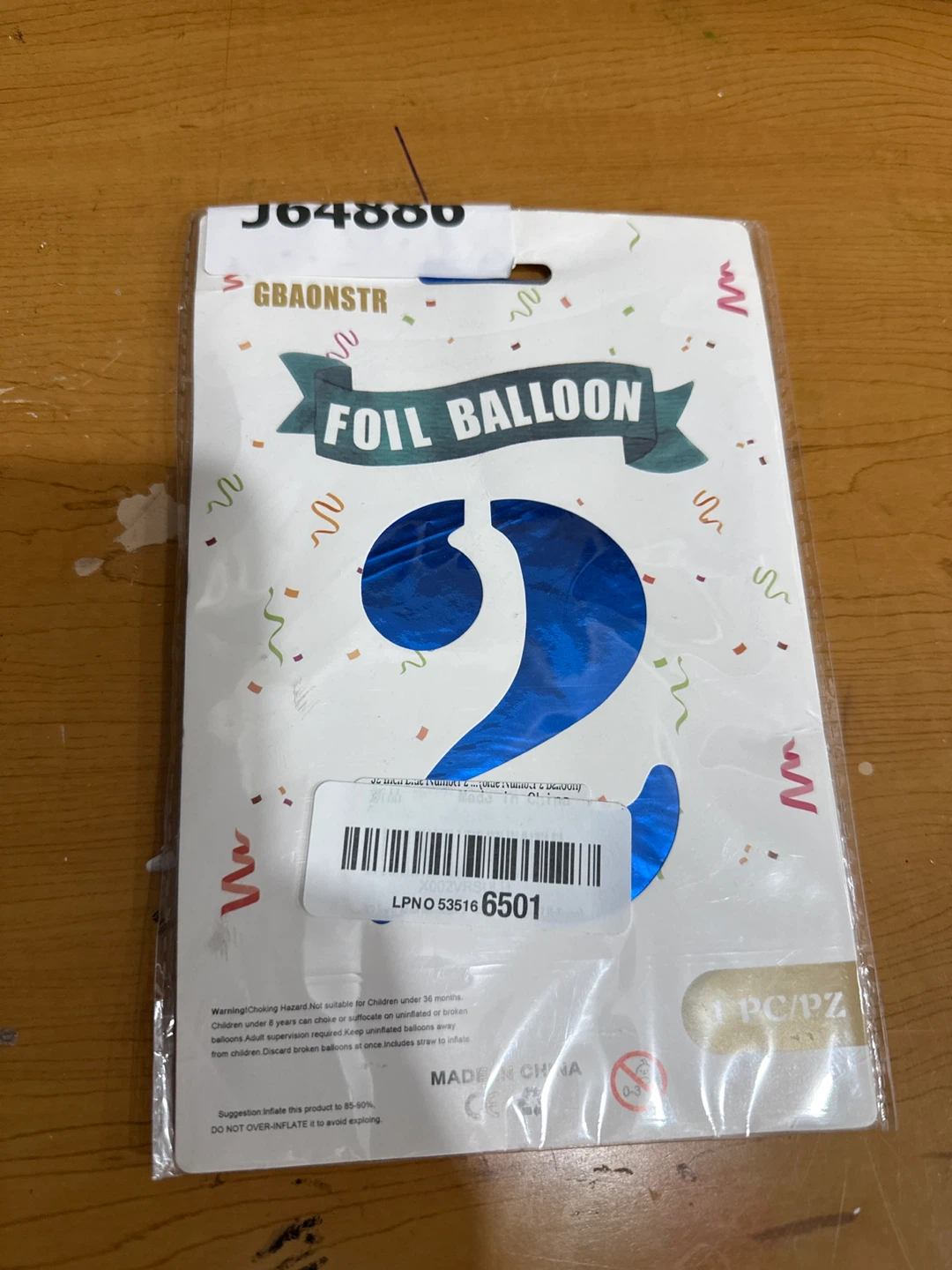 GBAONSTR Blue Number 2 Foil Balloon
