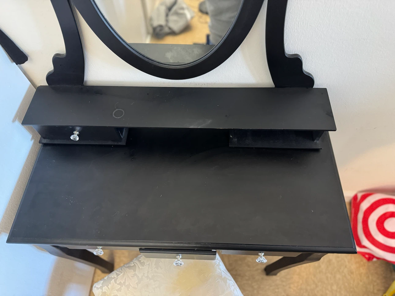 Black Vanity Table with Mirror and Stool - photo 3