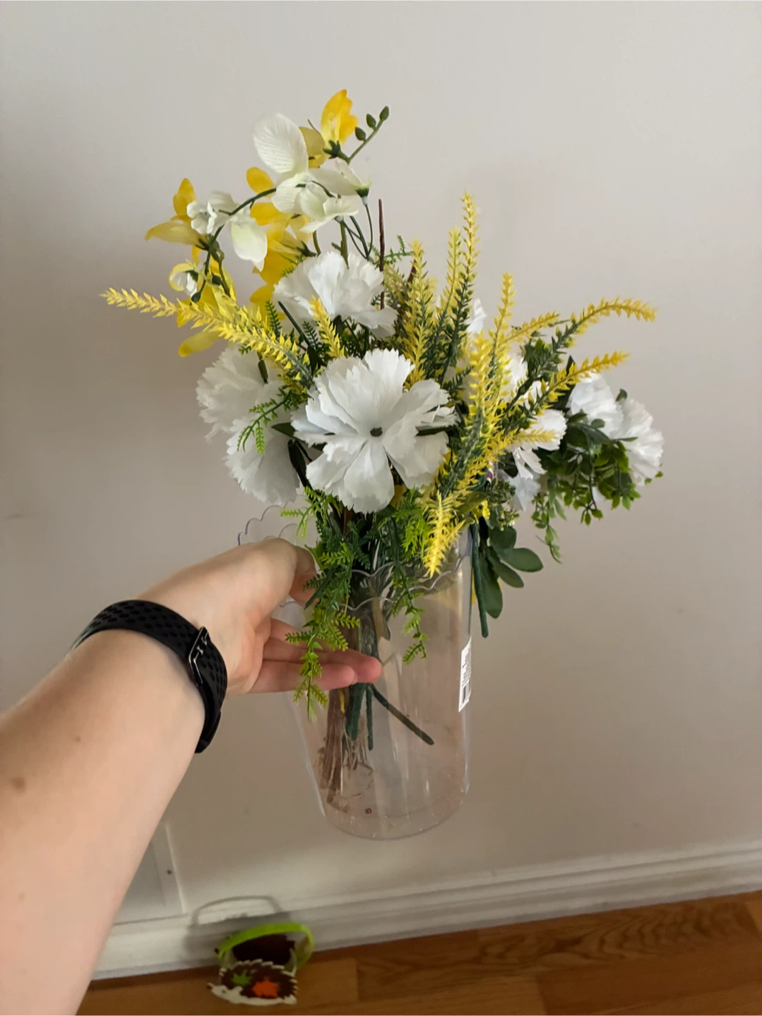 Artificial Floral Arrangement with Clear Vase