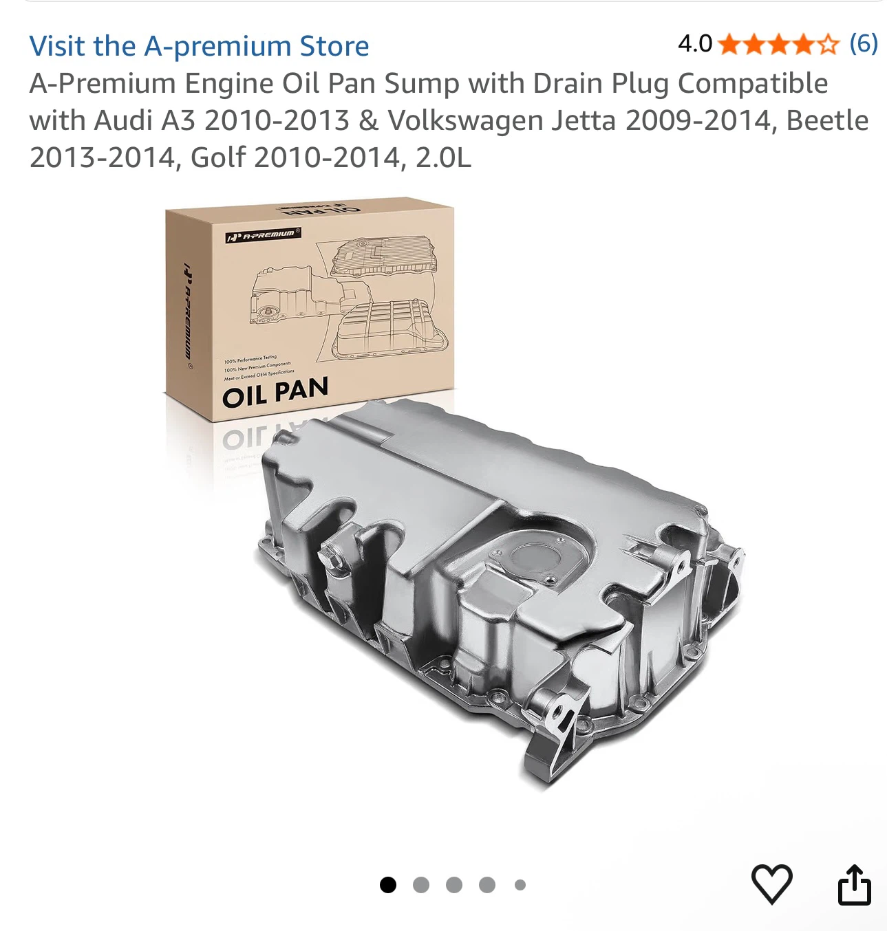 A-Premium Engine Oil Pan for VW/Audi 2.0L