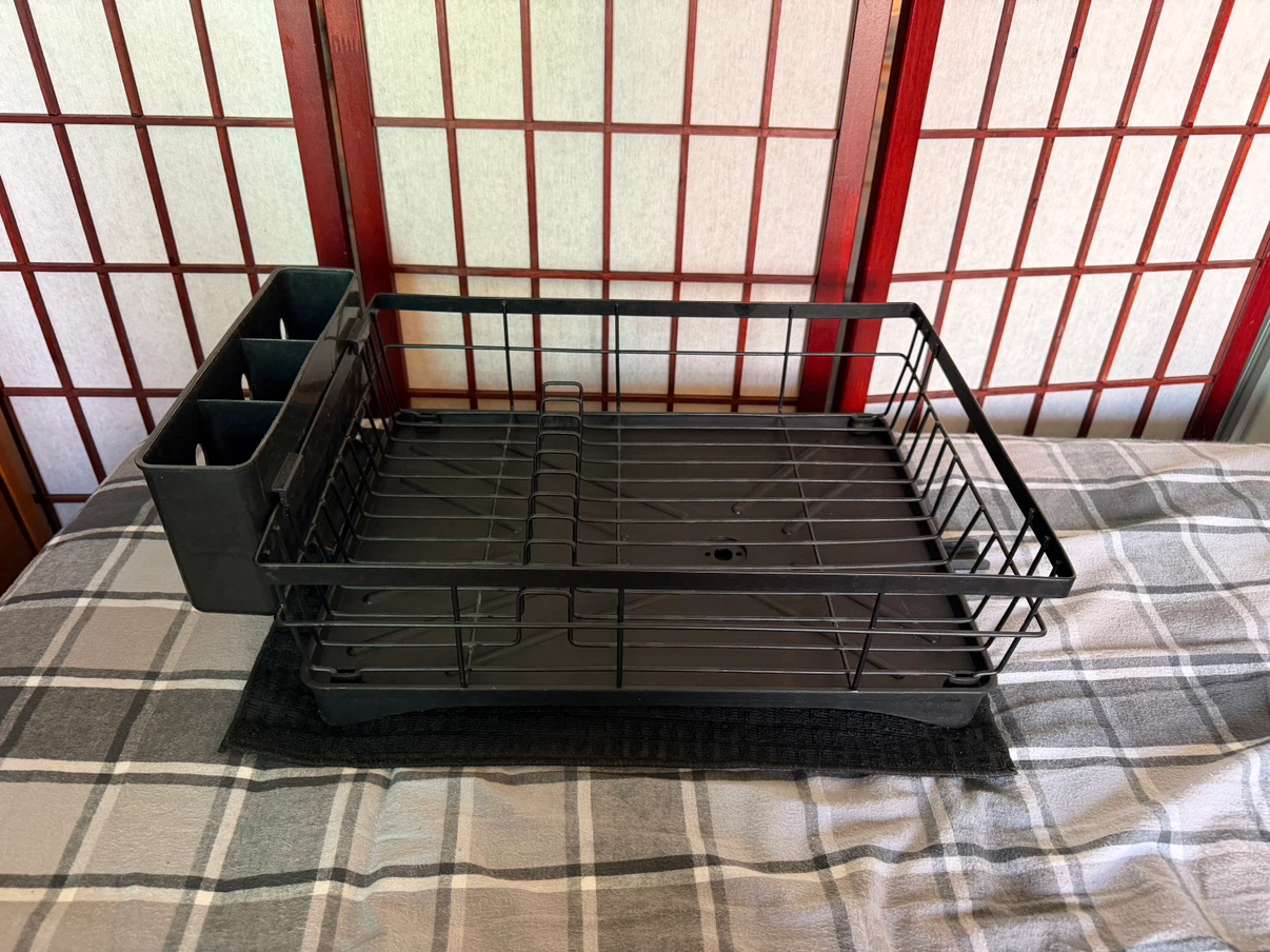 Black Dish Drying Rack with Cutlery Holder - photo 2