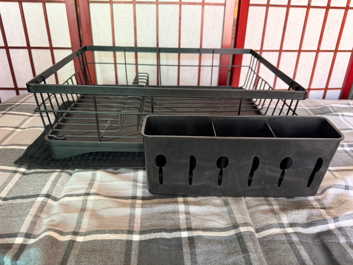 Black Dish Drying Rack with Cutlery Holder - photo 4