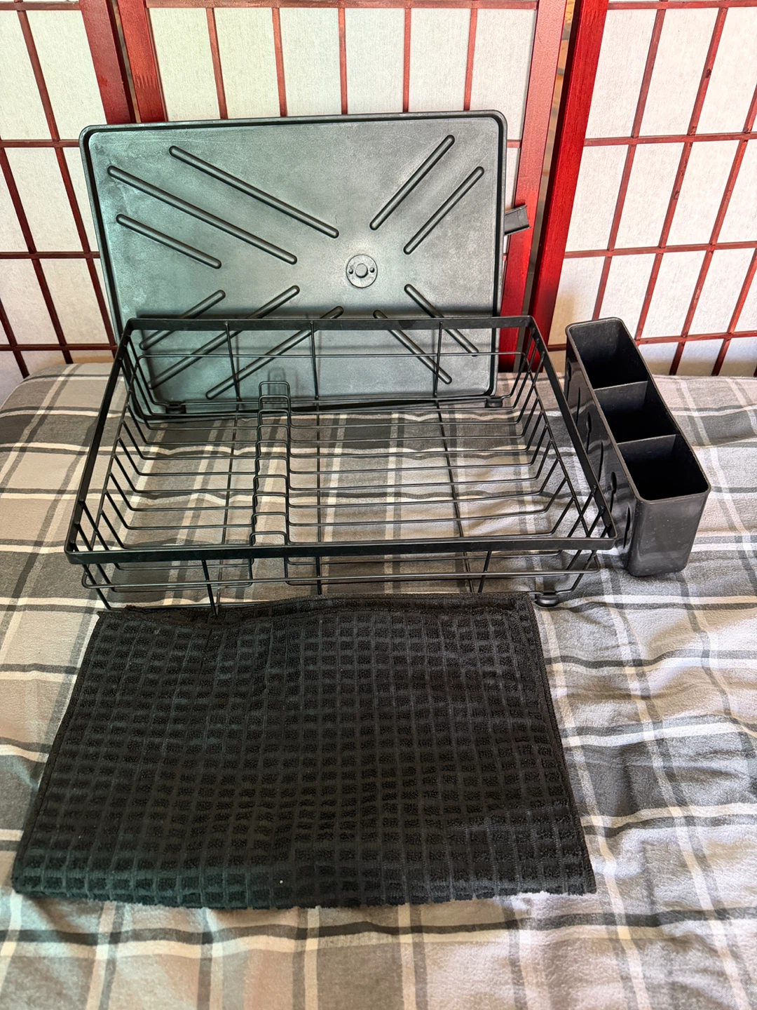 Black Dish Drying Rack with Cutlery Holder - photo 5