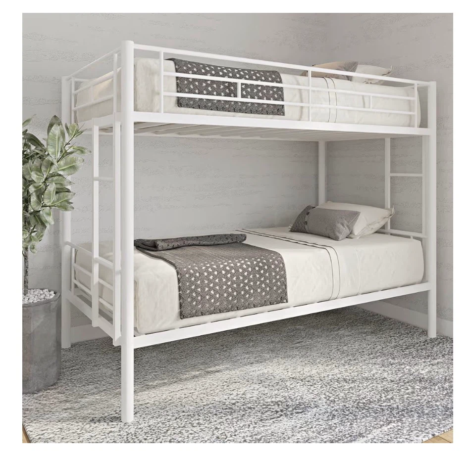 White Metal Twin Bunk Bed