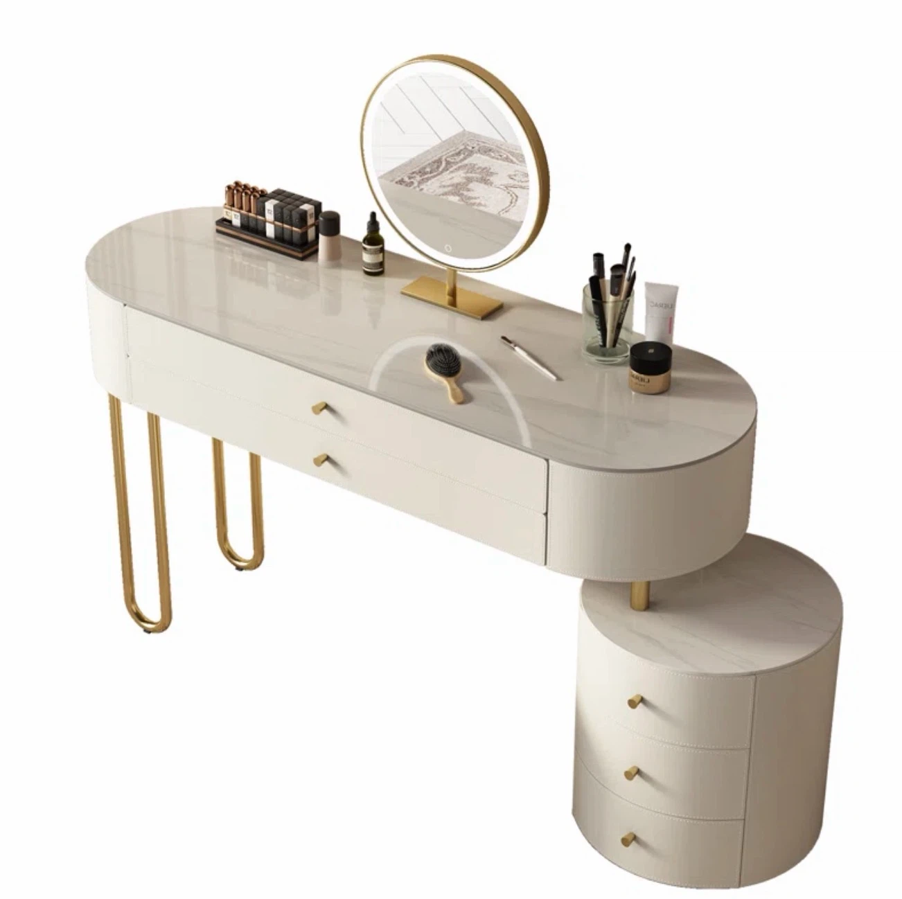 Modern White and Gold Vanity Table - photo 2