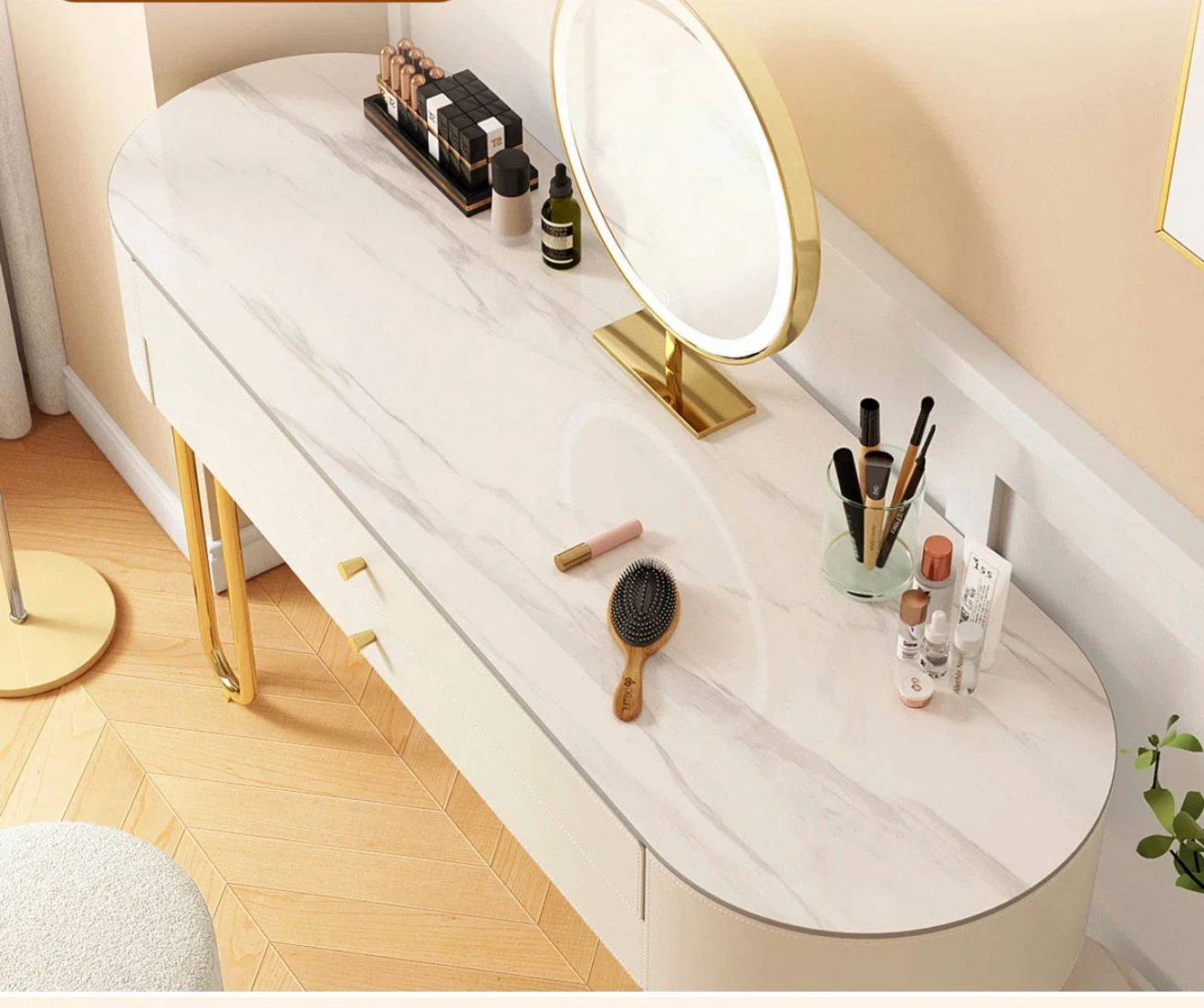 Modern White and Gold Vanity Table - photo 3