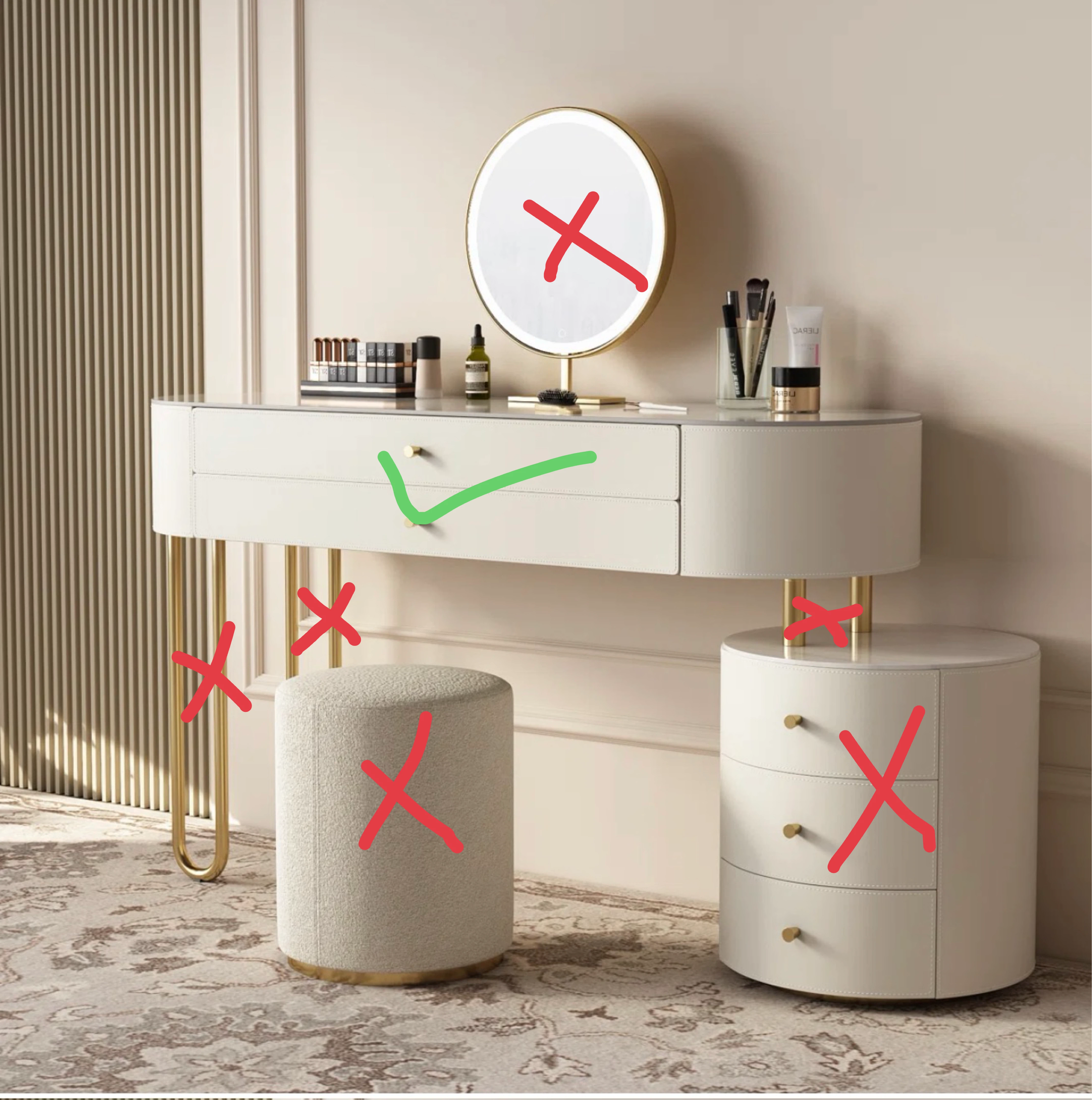 Modern White and Gold Vanity Table