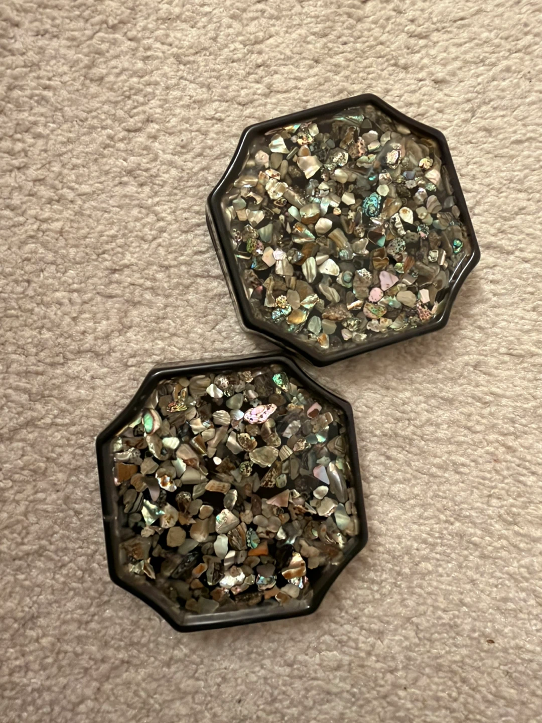 Set of 2 Hexagonal Shell Inlay Coasters