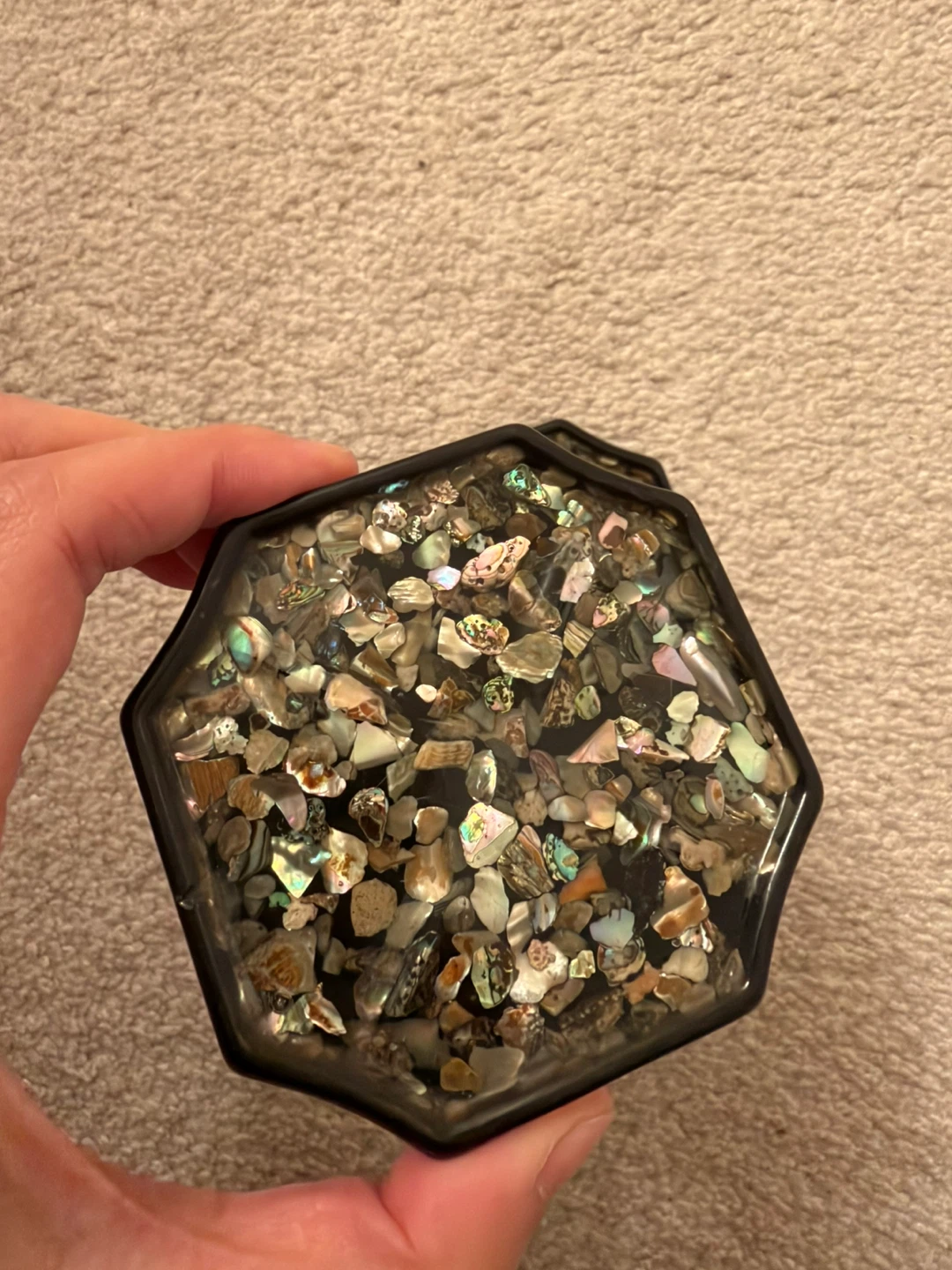 Set of 2 Hexagonal Shell Inlay Coasters - photo 2