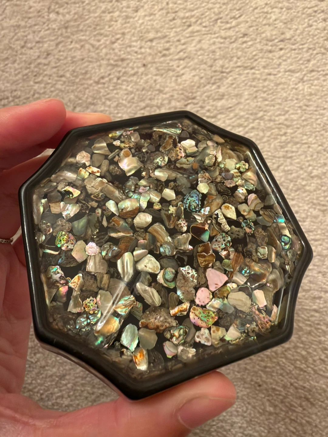 Set of 2 Hexagonal Shell Inlay Coasters - photo 4